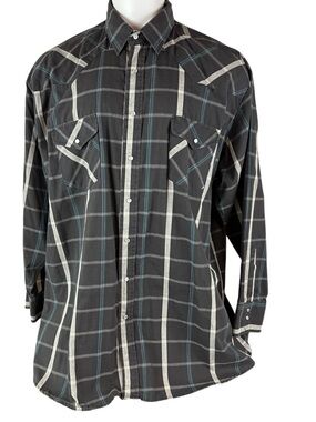 Rock Creek Ranch Western Shirt Mens 3XLT Pearl Snap Button Plaid Black (497